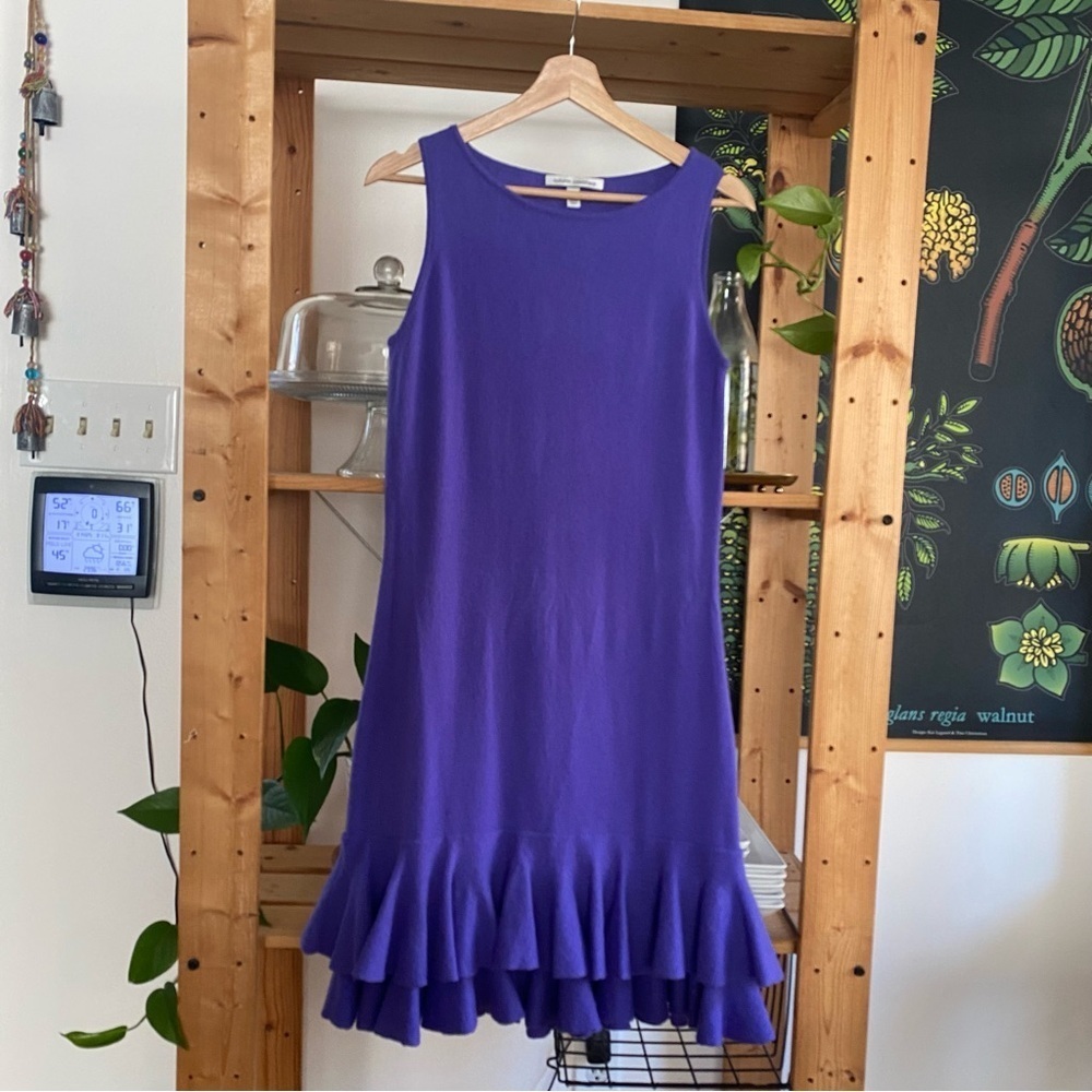 Autumn Cashmere Purple Flounced Ruffle Hem Sleeveless Cashmere Dress Medium - Picture 2 of 13